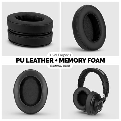 Headphone Memory Foam Earpads - Oval - PU Leather (Various Colours)