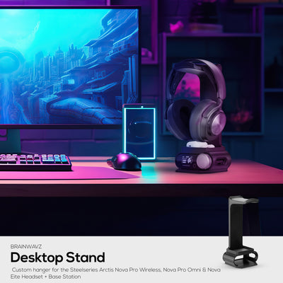 Headphone Stand Designed for Steelseries Arctis Nova Pro Wireless, Nova Pro Omni & Nova Elite Headsets with Dock for the Wireless Base Station