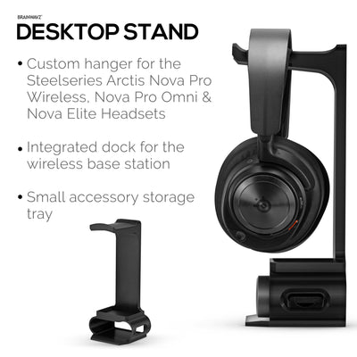 Headphone Stand Designed for Steelseries Arctis Nova Pro Wireless, Nova Pro Omni & Nova Elite Headsets with Dock for the Wireless Base Station