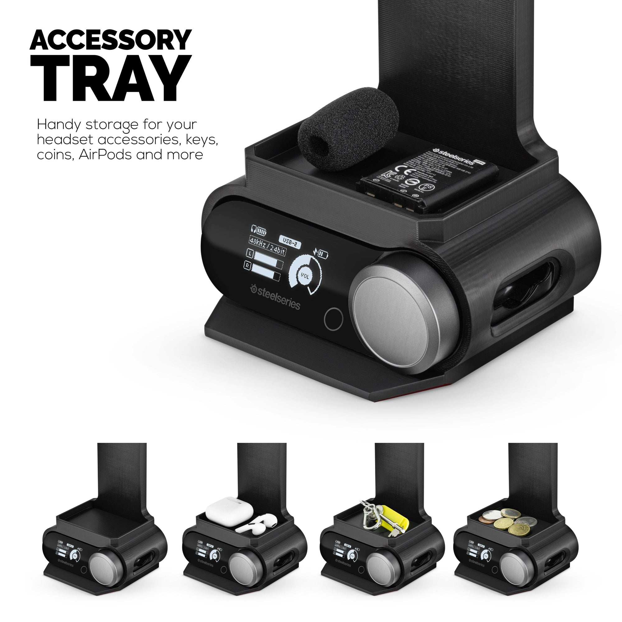 Headphone Stand Designed for Steelseries Arctis Nova Pro Wireless, Nova Pro Omni & Nova Elite Headsets with Dock for the Wireless Base Station