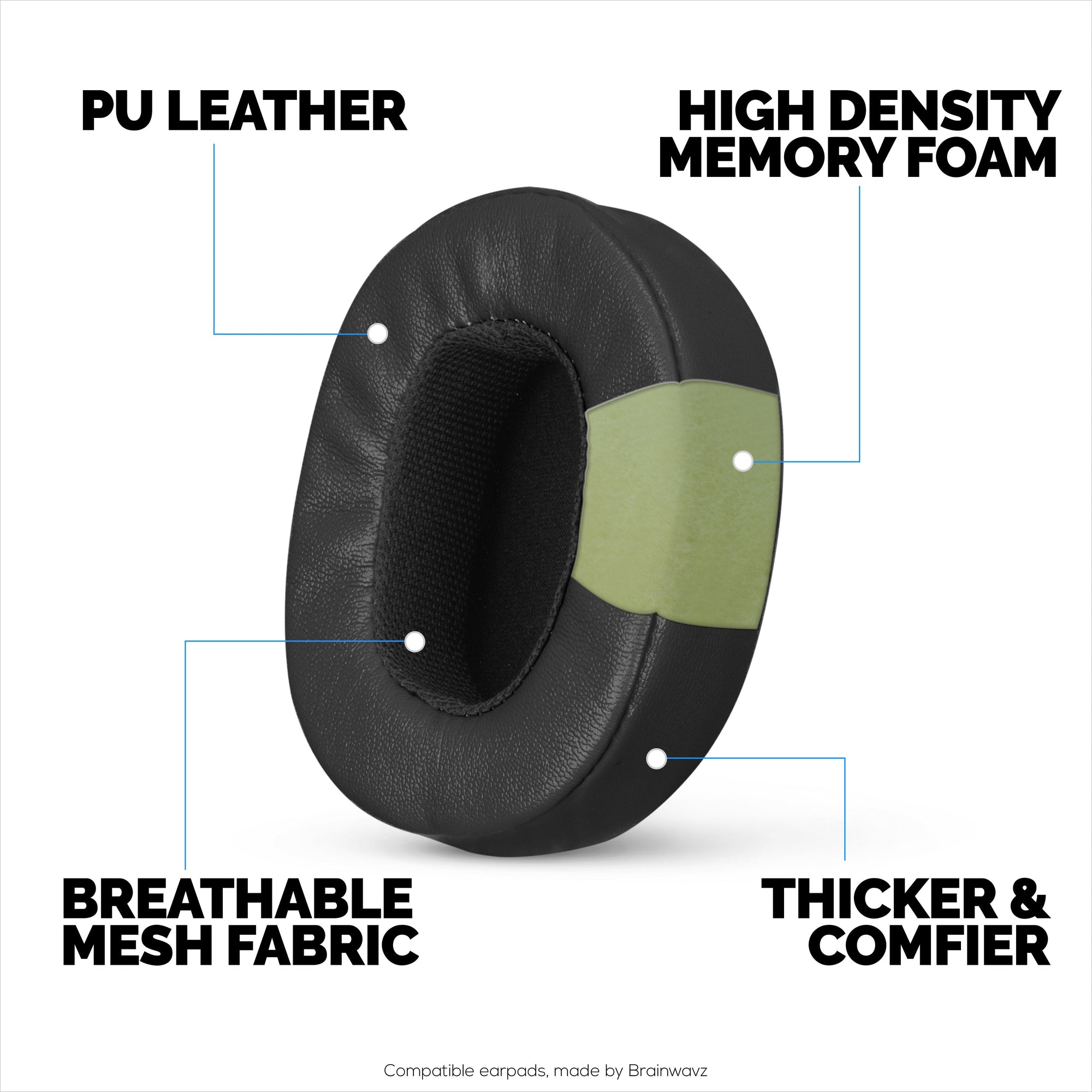 Replacement Earpads for Skullcandy Crusher Wireless, Hesh 3/ANC/EVO, Venue ANC & More - Extra Comfortable Foam, Durability and Noise Isolation