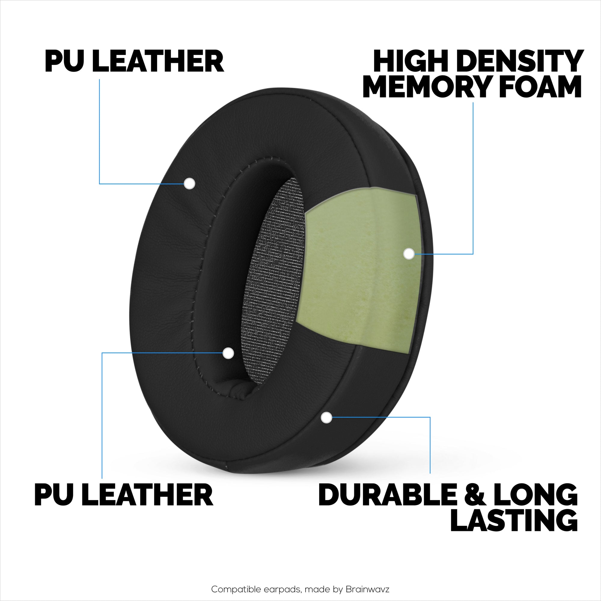Replacement Earpads for Sennheiser HD4.50BT HD4.50BTNC HD450BT HD4.50SE HD4.40BT HD4.30G HD4.20S HD458BT HD450 HD400S HD 350BT. Soft PU Leather + Memory Foam