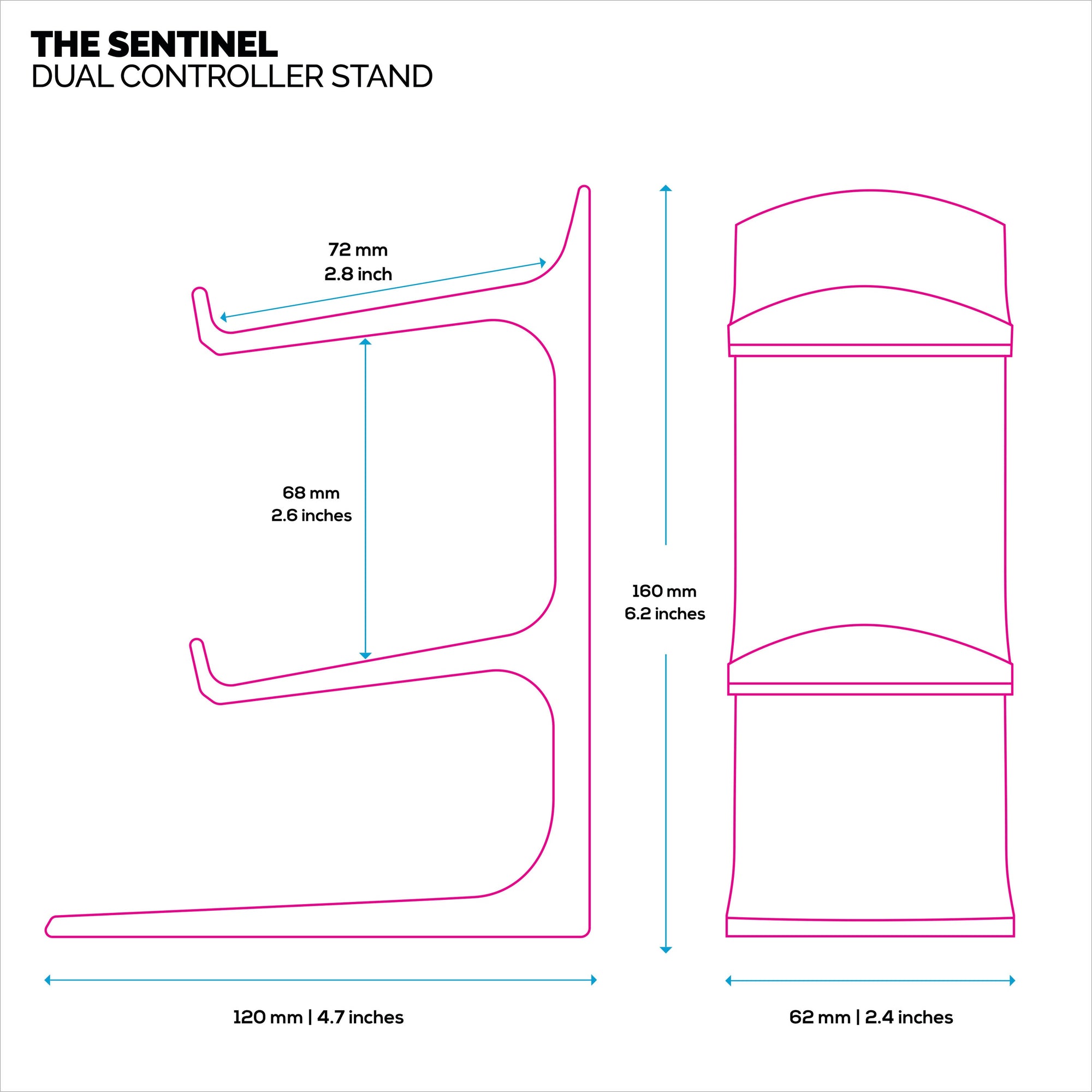 The Sentinel - Dual Game Controller Stand for Desks, Universal Design For All Gamepads