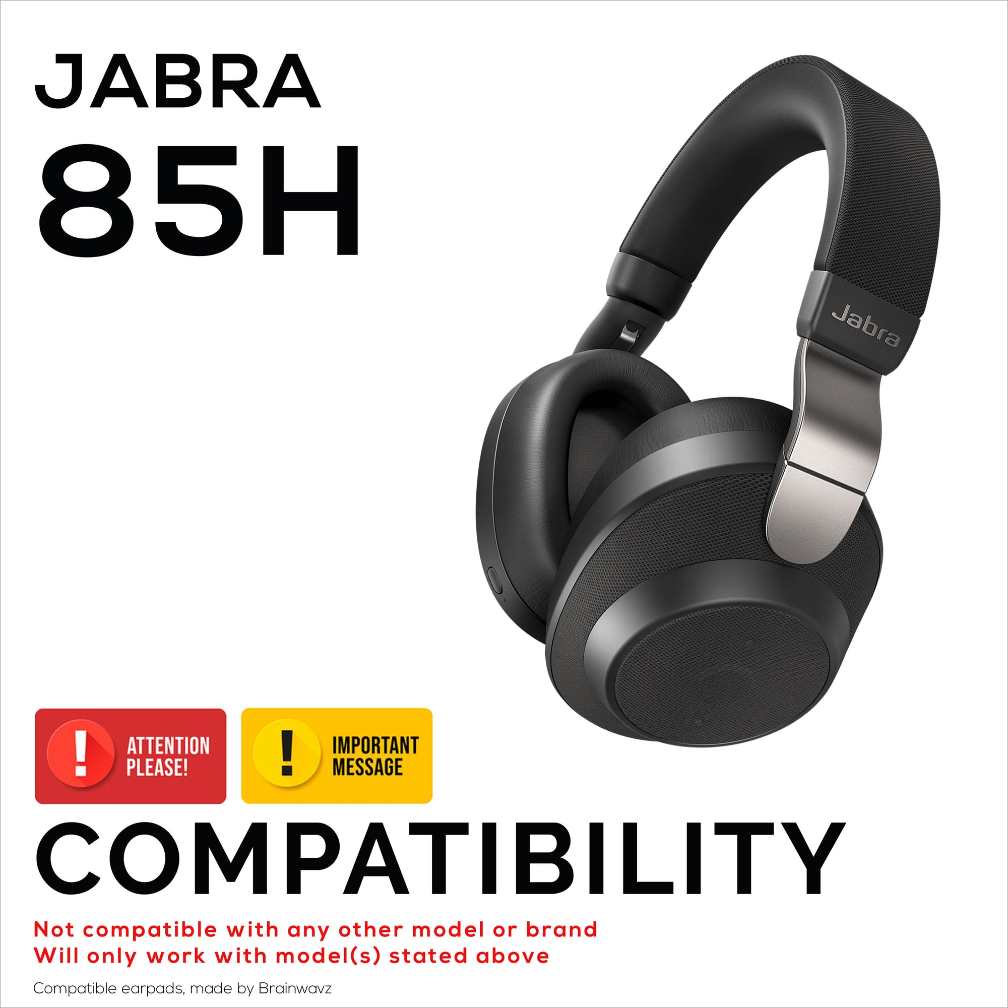 Replacement Earpads for Jabra Elite 85H Wireless Headphones - Soft PU Leather & Memory Foam