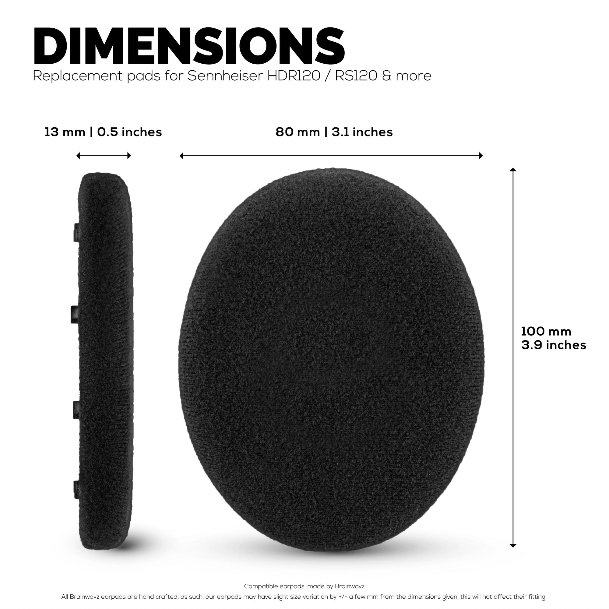 Replacement Velour Earpads for SENNHEISER RS120, RS110, RS115, RS117, RS119 Headphones - Soft Foam Ear Pad - HDR 120, HDR100, HDR110, HDR117, HDR119