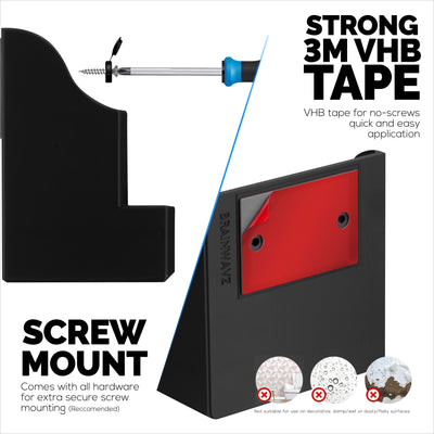 Adhesive Remote Control Wall Mount Holder, Easy To Install, Holds upto 4 Remotes & Storage for Phones, Pens & More