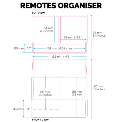 Adhesive Remote Control Wall Mount Holder, Easy To Install, Holds upto 4 Remotes & Storage for Phones, Pens & More