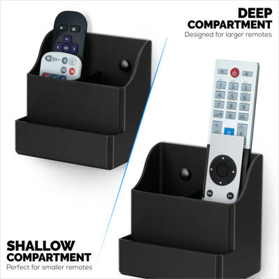 Adhesive Remote Control Wall Mount Holder, Easy To Install, Holds upto 4 Remotes & Storage for Phones, Pens & More