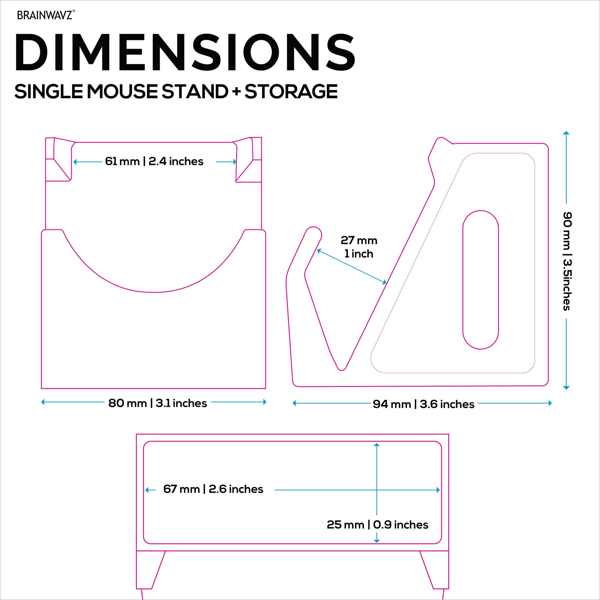 Desktop PC Mouse Stand Holder with Stationary Pen Holder, For Gaming & Office Mice From Logitech, Razer, Corsair & More