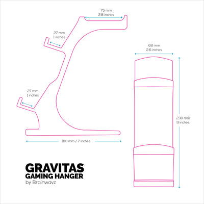 The Gravitas - Headphone Stand & Game Controller Holder for Desks - Universal Design for All Types Of Headsets & Gamepads