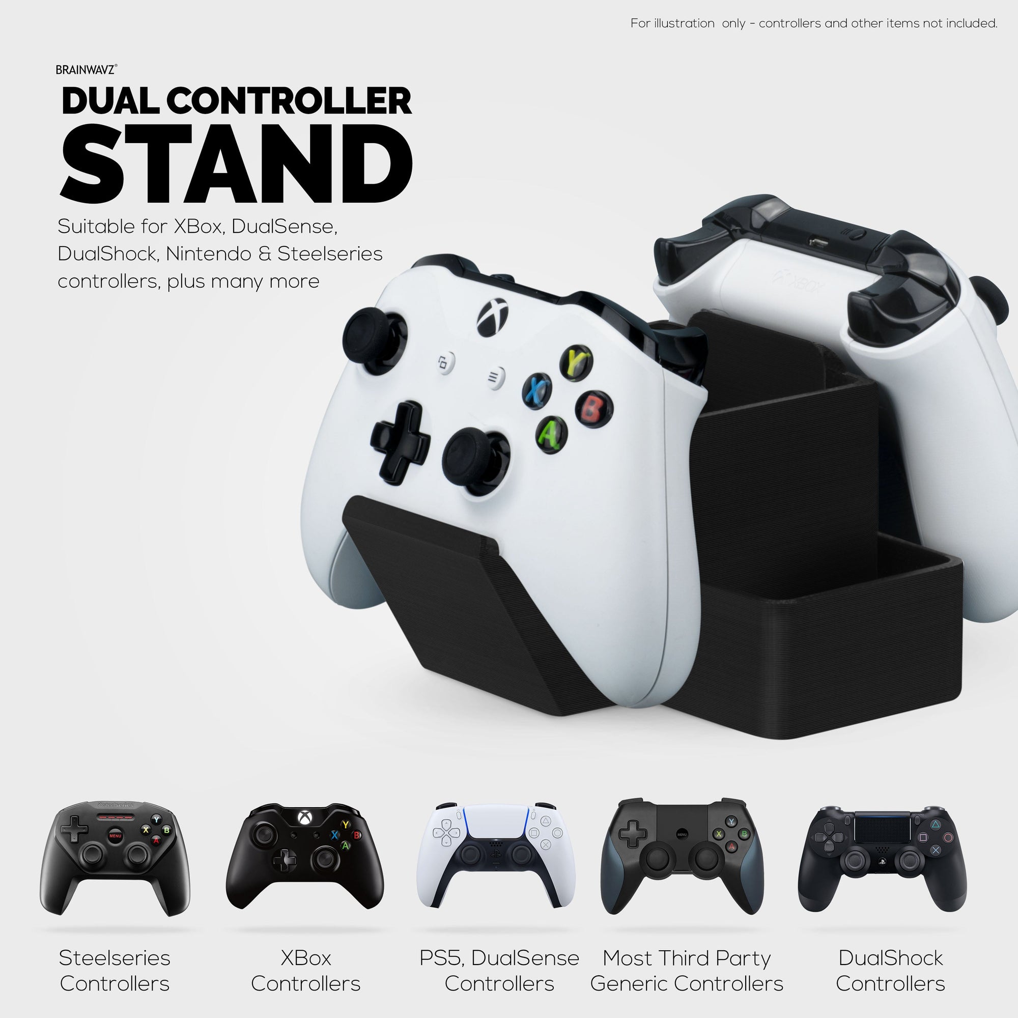 Dual Game Controller, TV Remote & Pen Desk Organizer, Reduce Desktop Clutter, Ideal for Side & Tea Tables, Suitable for All Types of Gamepads, Ample Storage for Stationary & More (D03)
