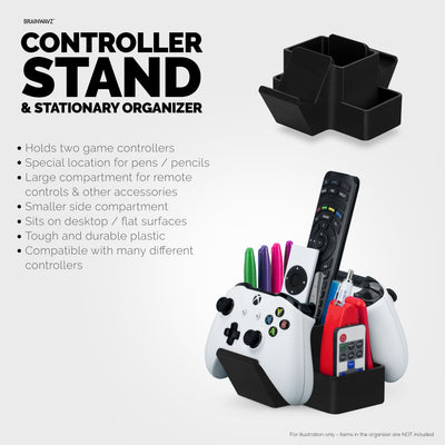 Dual Game Controller, TV Remote & Pen Desk Organizer, Reduce Desktop Clutter, Ideal for Side & Tea Tables, Suitable for All Types of Gamepads, Ample Storage for Stationary & More (D03)