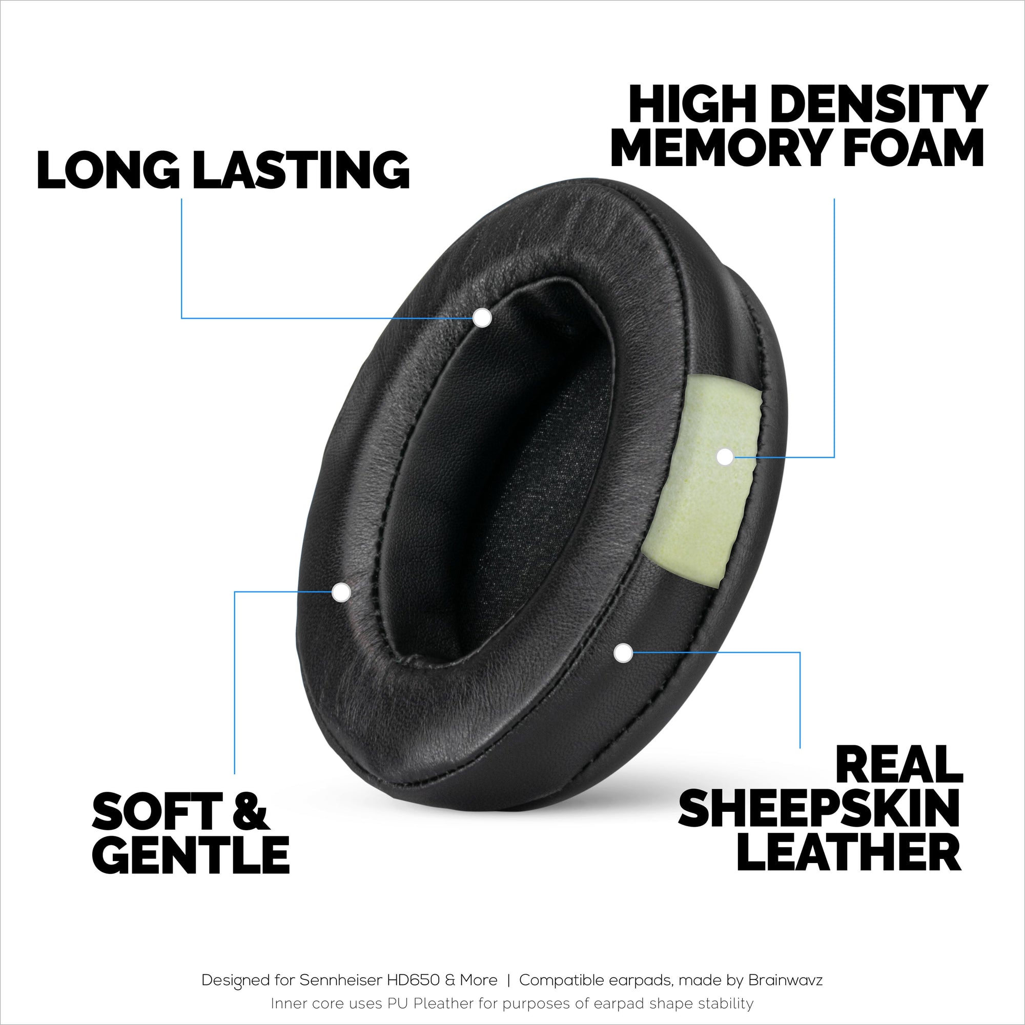 Sheepskin Earpads for Sennheiser HD600, HD650, HD660S, HD525