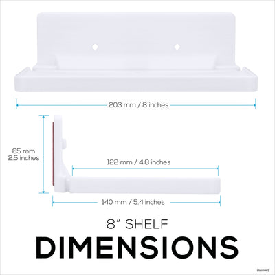 8” Shelf Wall Mount for Speakers, Security Cameras, Baby Monitors, Plants Toys & More, Floating Shelves, Adhesive & Screw-In