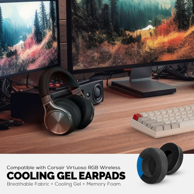 Hybrid Replacement Earpads for Corsair Virtuoso RGB Gaming Headset (Wireless/XT/SE) - Cooling Gel, Memory Foam, Durable, Thick & Sound Isolating