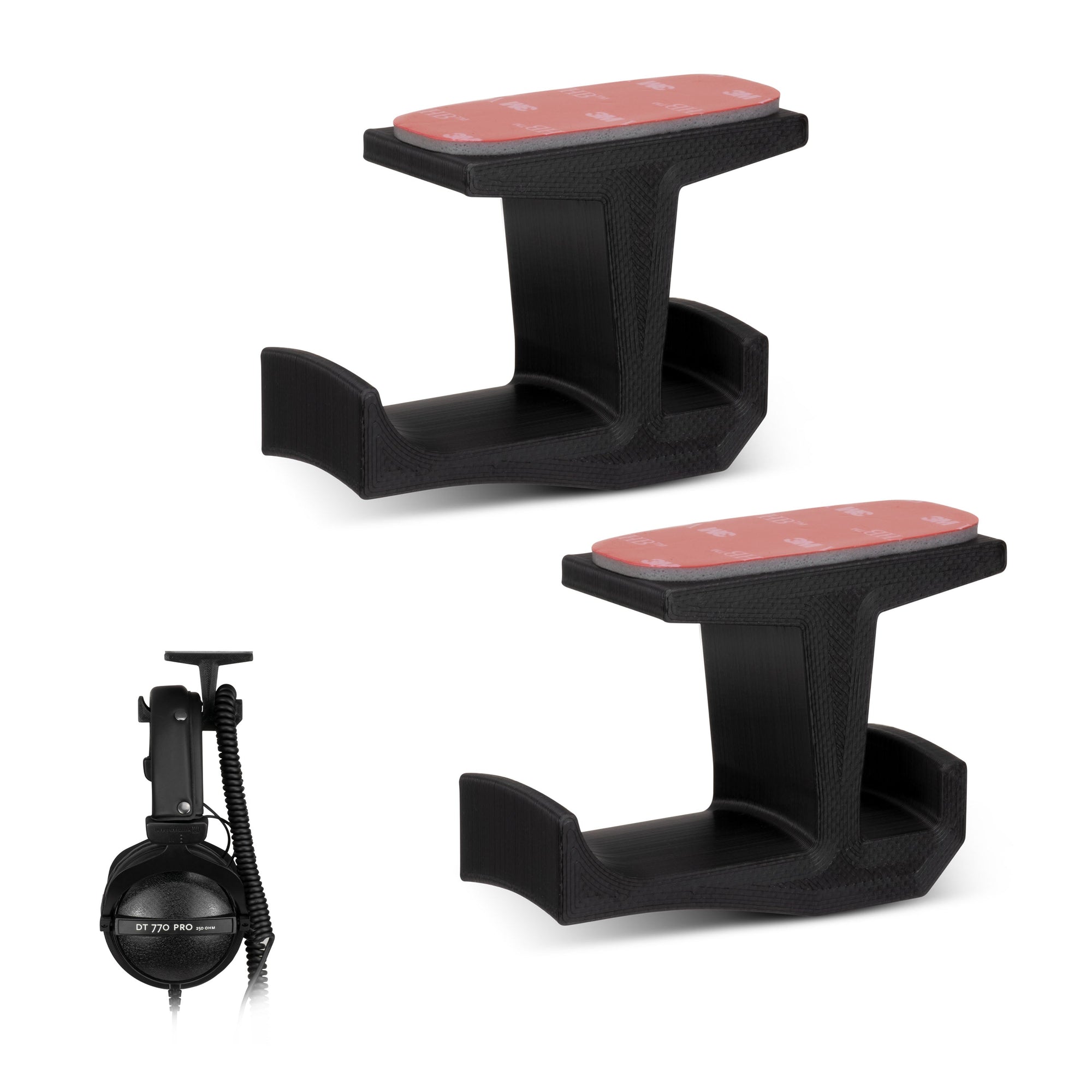 BigJ (2 Pack) Under Desk Headphone Hanger Holder and Cable Organiser