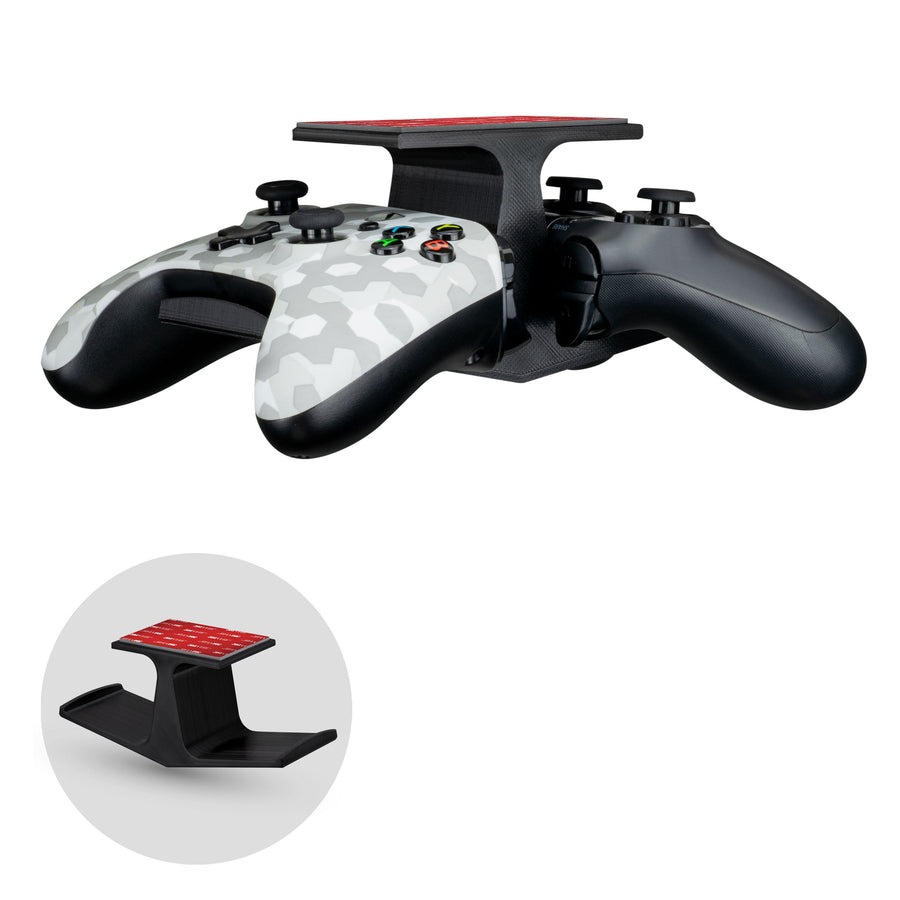 The Dock - Dual Under Desk Game Controller Hanger for Xbox, PS5/PS4, Universal Mount, No Mess & Easy to Install
