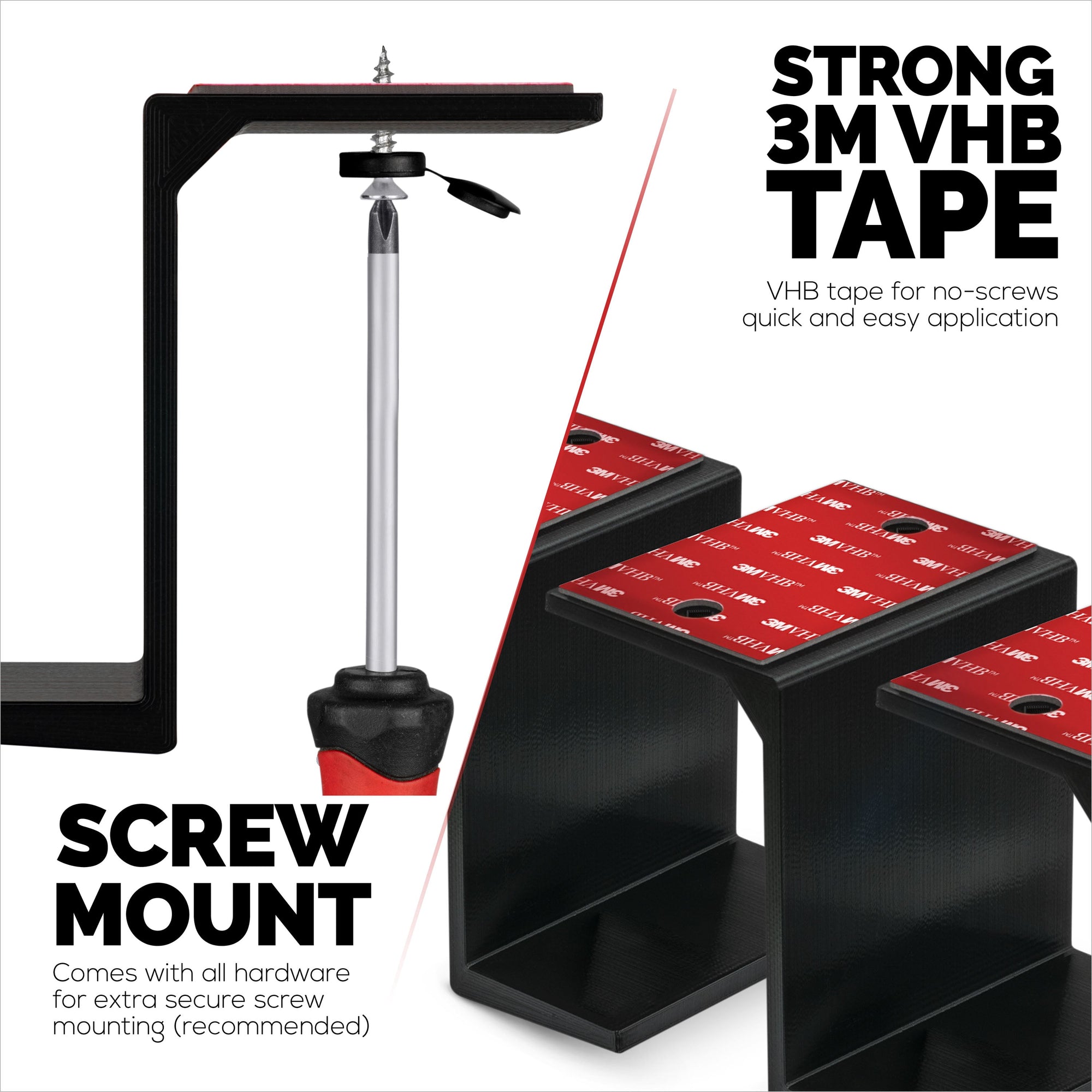 3" Under Desk Laptop & Device Holder Mount, Adhesive & Screw In, Devices upto 3" Like Small Computers Laptops Macbook Surface Keyboard Routers Modems Cable Box Network Switch & More