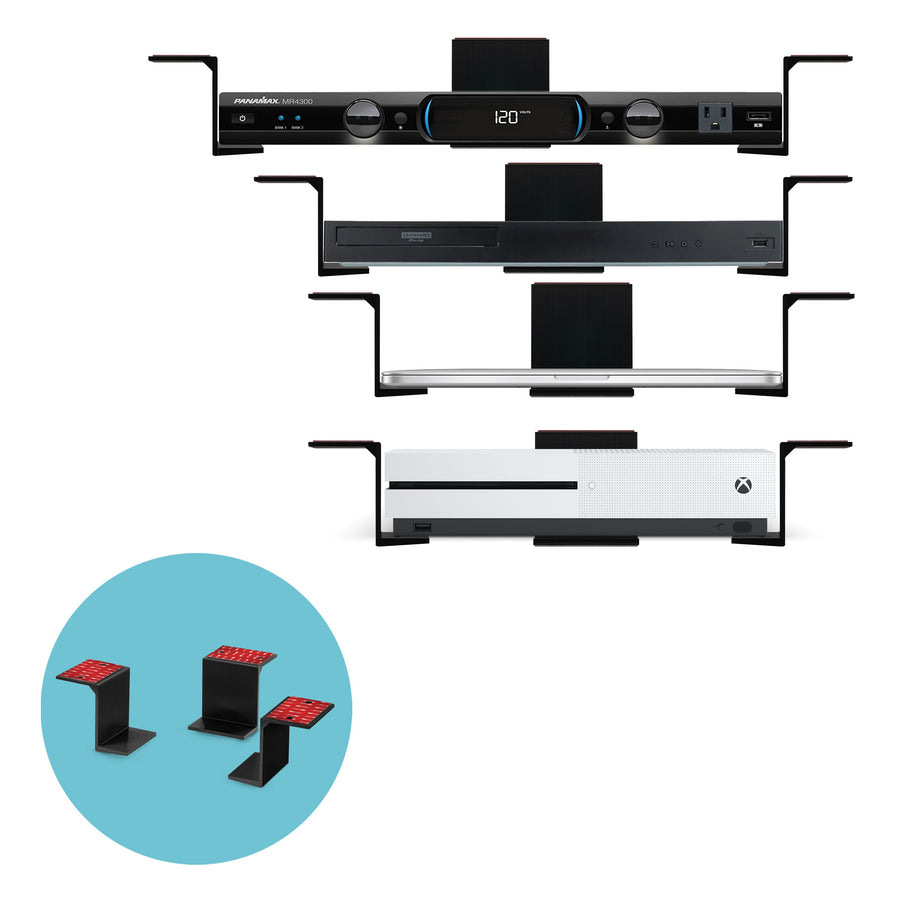3" Under Desk Laptop & Device Holder Mount, Adhesive & Screw In, Devices upto 3" Like Small Computers Laptops Macbook Surface Keyboard Routers Modems Cable Box Network Switch & More