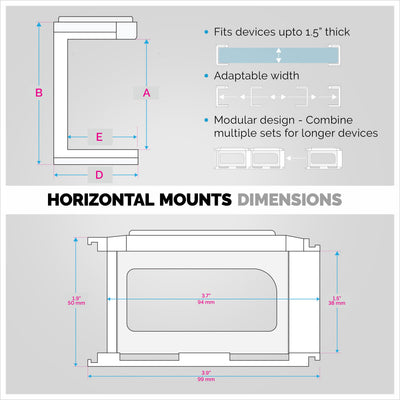 Modular Under Desk Mount Bracket for Keyboards, Routers, Cable Boxes and more
