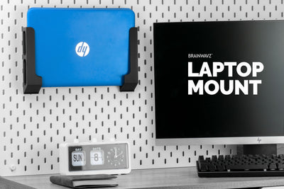Wall Mount Laptop Holder with Adhesive & Screw In, 1.2" / 31mm, for Macbooks, Surface, Keyboards, Switch, Tablets & More