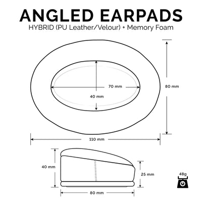 Hybrid Angled Oval Headphone Memory Foam Earpads