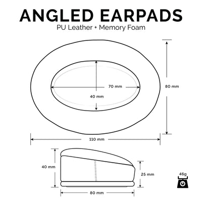 Angled Oval Headphone Memory Foam Earpads
