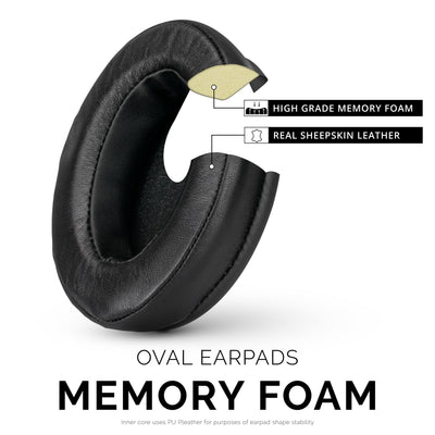 Headphone Memory Foam Earpads - Oval  - Sheepskin Leather