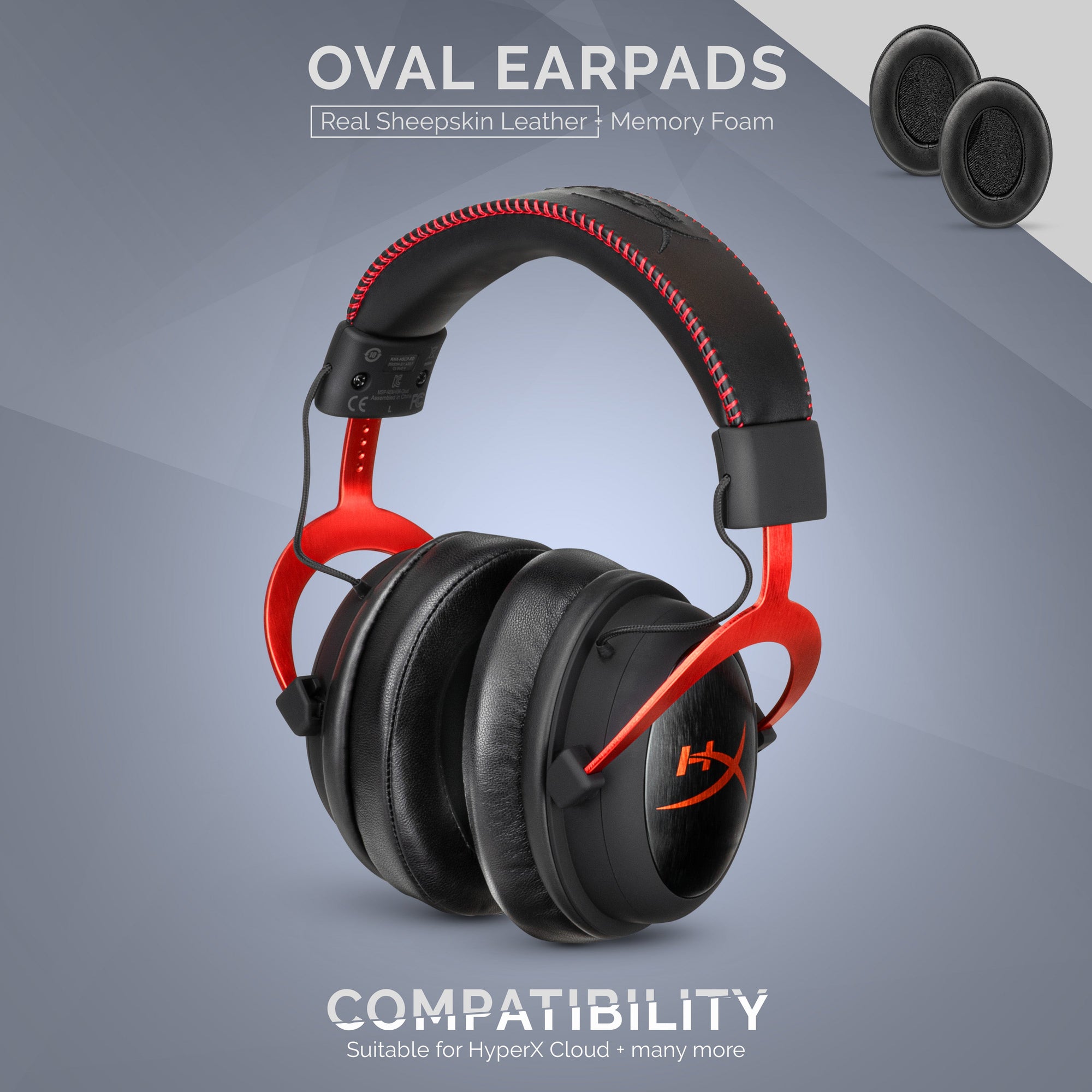 Headphone Memory Foam Earpads - Oval  - Sheepskin Leather