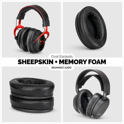 Headphone Memory Foam Earpads - Oval  - Sheepskin Leather