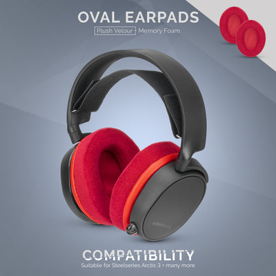 Velour Oval Replacement Earpads - Suitable for many Headphones