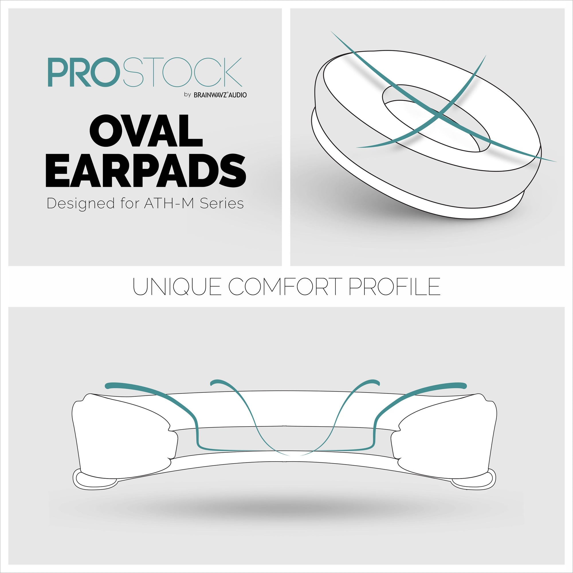 ProStock ATH M50X & M Series Replacement Earpads - Custom Designed Shape with Memory Foam - PU