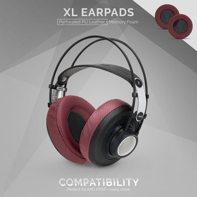 Headphone Memory Foam Earpads - XL Size - Perforated PU Leather