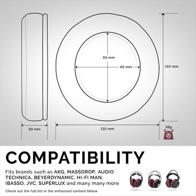 Headphone Memory Foam Earpads - XL Size - Perforated PU Leather