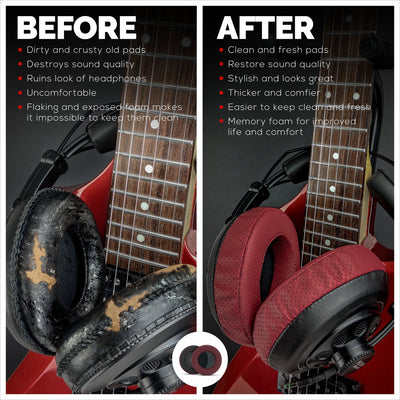 Headphone Memory Foam Earpads - XL Size - Perforated PU Leather