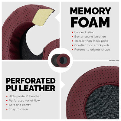 Headphone Memory Foam Earpads - XL Size - Perforated PU Leather