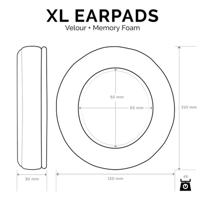 Headphone Memory Foam Earpads - XL Size - Velour