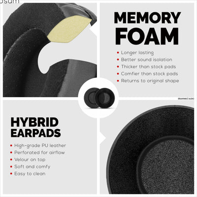 Headphone Memory Foam Earpads - Round - Hybrid