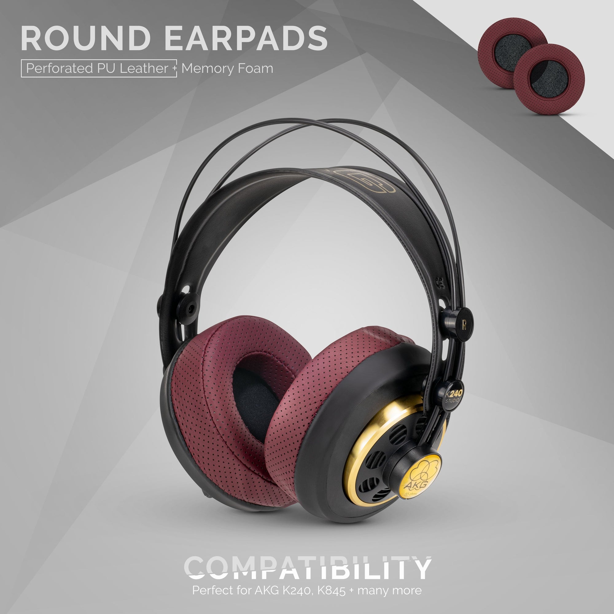 Headphone Memory Foam Earpads - Round - Perforated
