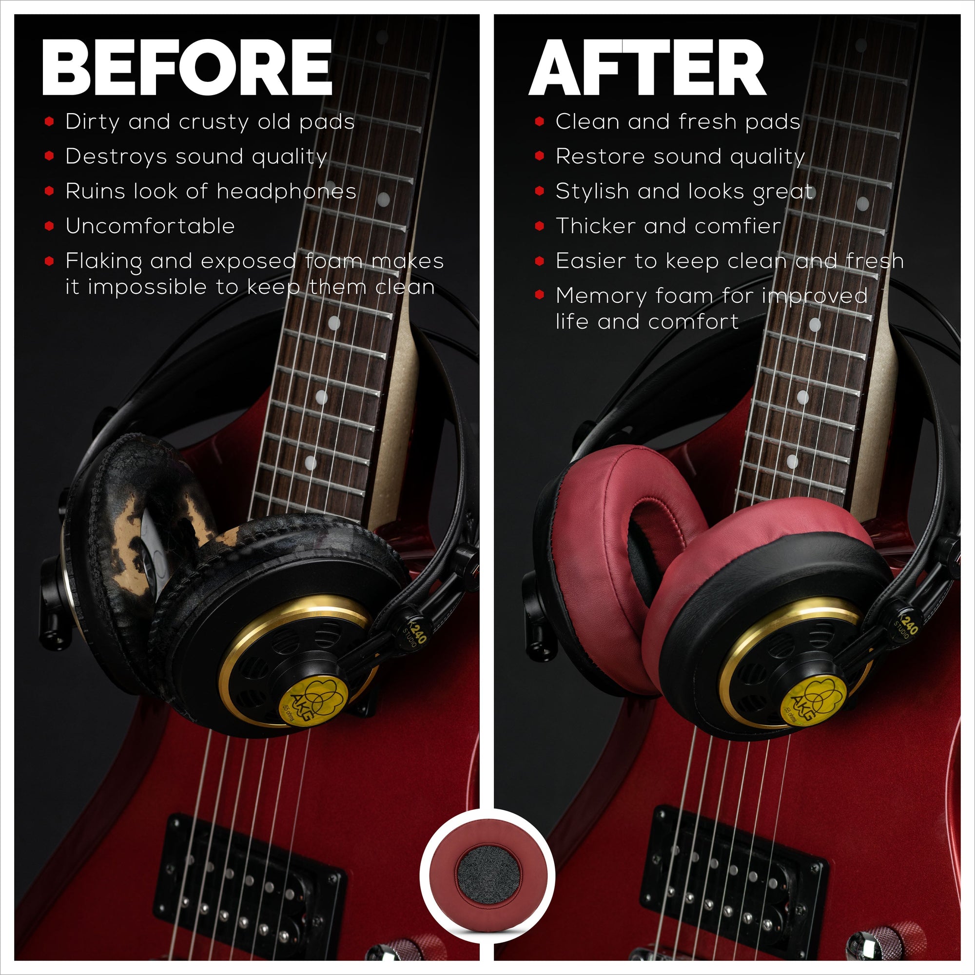 Headphone Memory Foam Earpads - Round