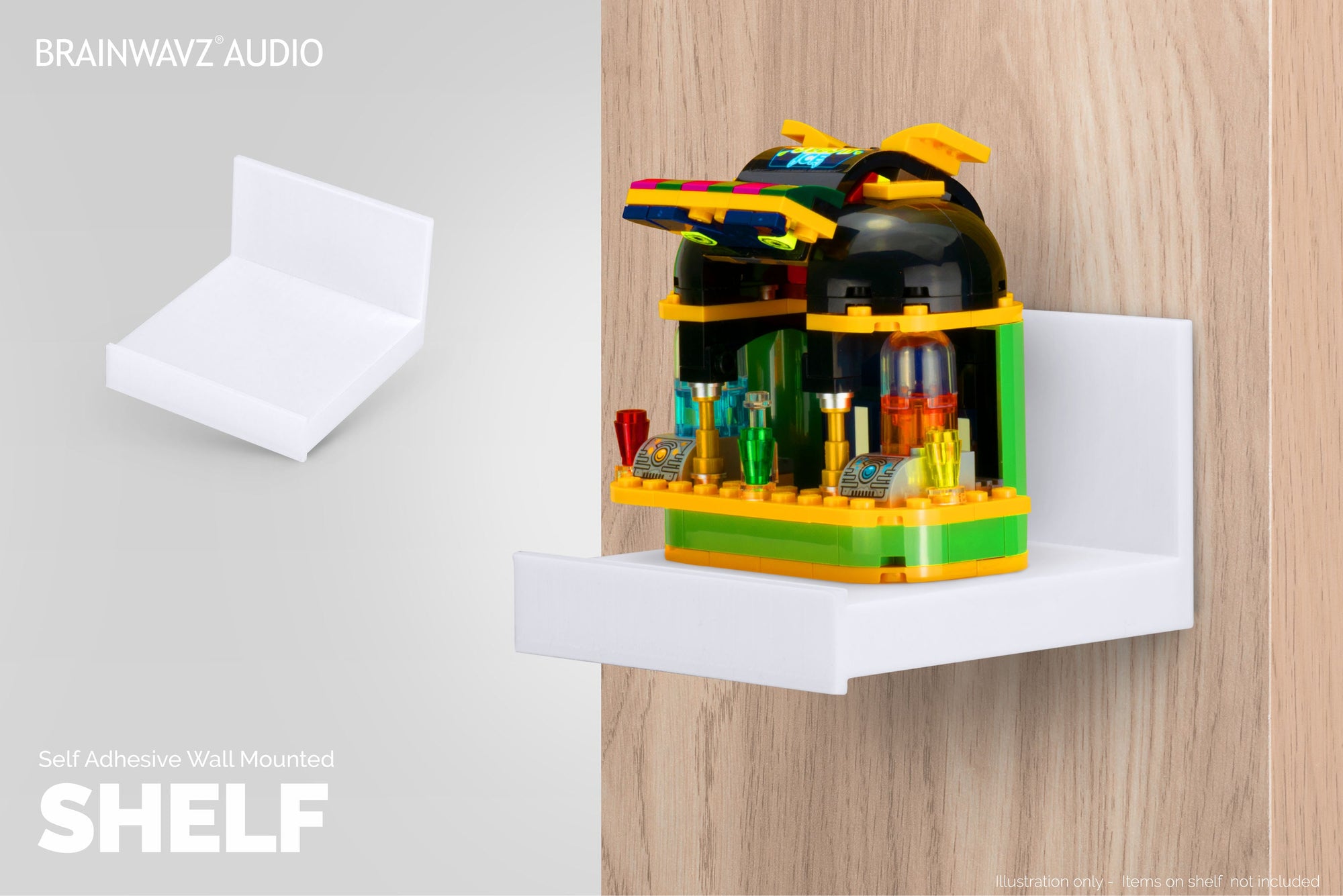 4" Adhesive Universal Small Floating Shelf (135) for Security Cameras, Small Plants, Storage & More