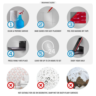 4" Adhesive Universal Small Floating Shelf (135) for Security Cameras, Small Plants, Storage & More