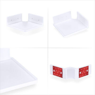 6.5" Corner Shelf Mount for Speakers, Cameras, Baby Monitors, Plants, Books Electronics, Collectibles & More, Adhesive & Screw In Floating Shelves