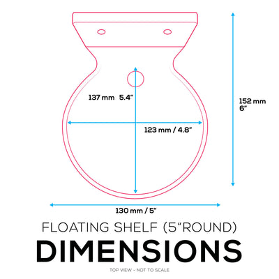 5” Round Floating Shelf, Screw & Adhesive, for Security Cameras, Baby Monitors, Speakers, Plants & More