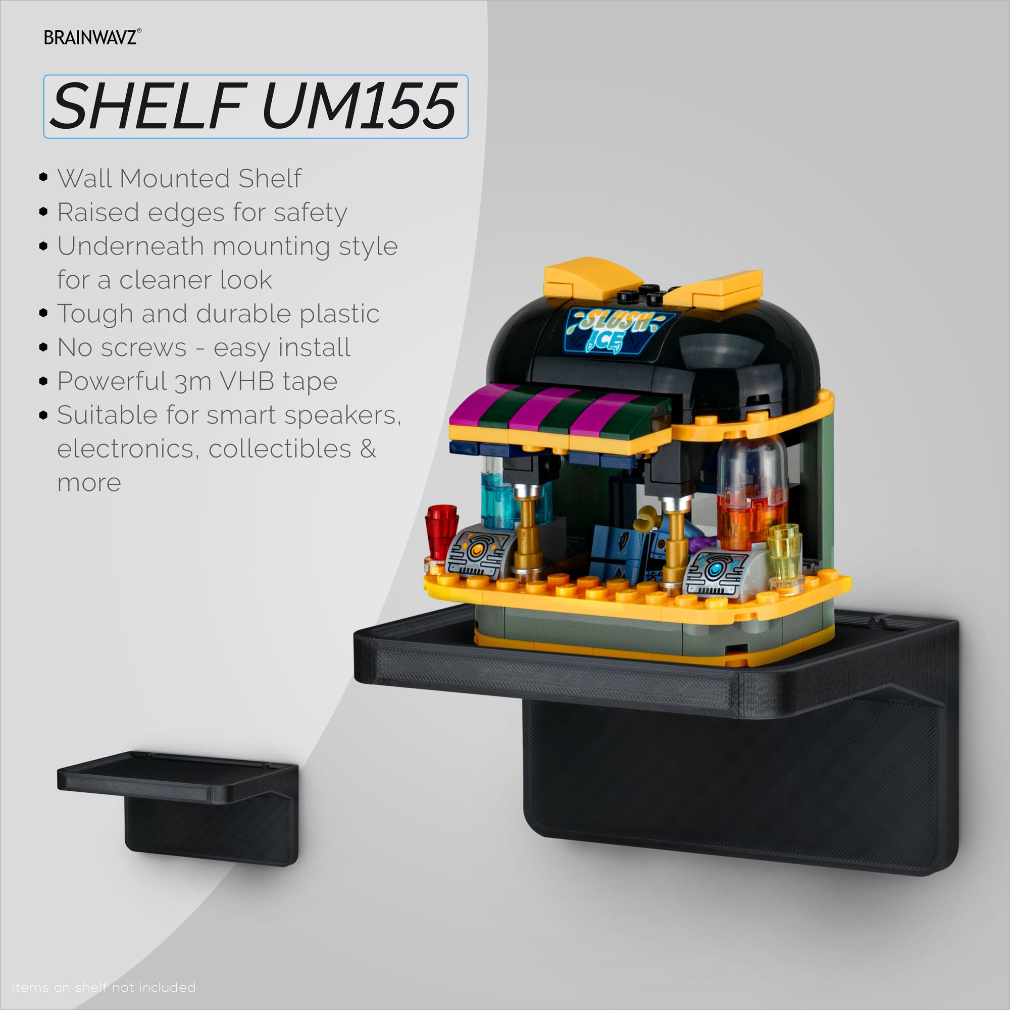 4.4" Adhesive Floating Shelf (UM155) for Cameras, Baby Monitors, Plants & More (113mm x 83mm / 4.4” x 3.2”)