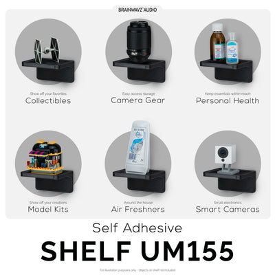 4.4" Adhesive Floating Shelf (UM155) for Cameras, Baby Monitors, Plants & More (113mm x 83mm / 4.4” x 3.2”)