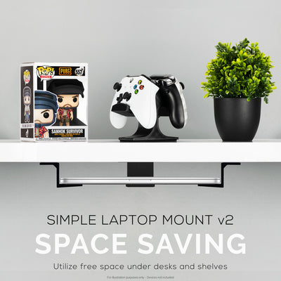 Adhesive Under Desk Laptop Holder Mount, Upto 1.9” / 48mm Thick, For Laptops Macbook Routers Surface iPads Tablets & More