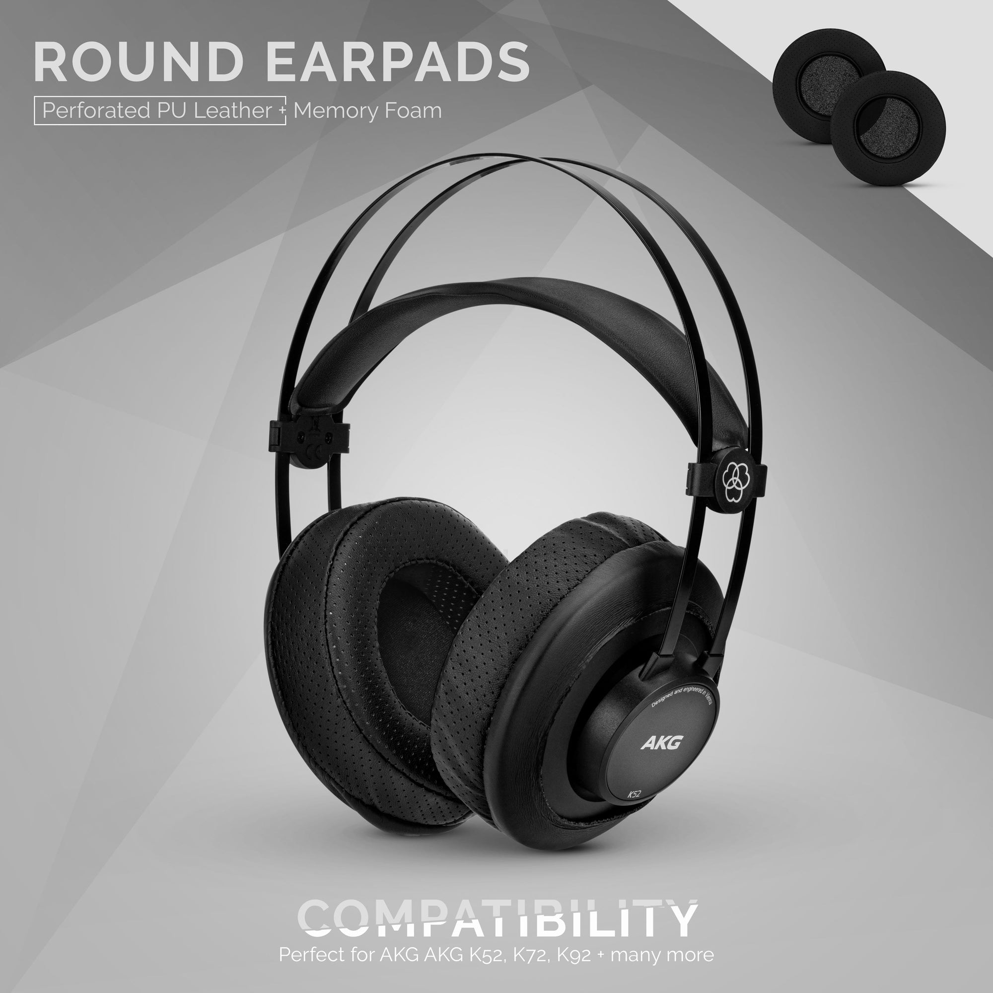 Headphone Memory Foam Earpads - Round - Perforated