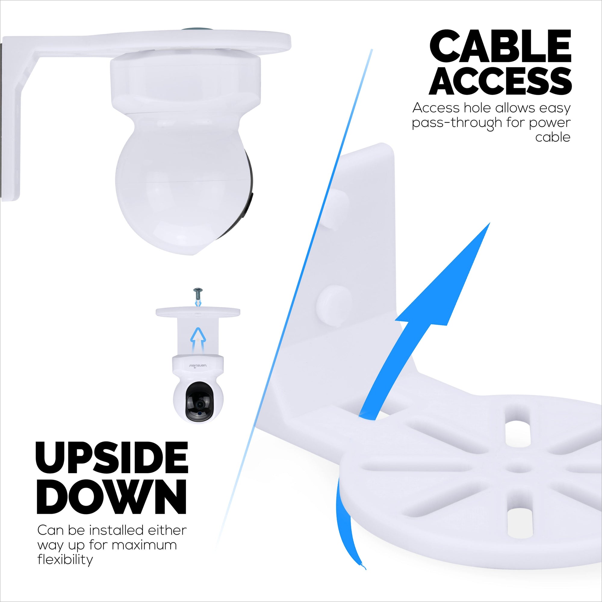 Adhesive Baby Monitor & Security Camera Wall Mount Holder Shelf for Eufy, Wyze, Nanit, Infant Optics, Blink, TP Link, Kasa, Ring & More, Easy To Install Security Bracket (W06)