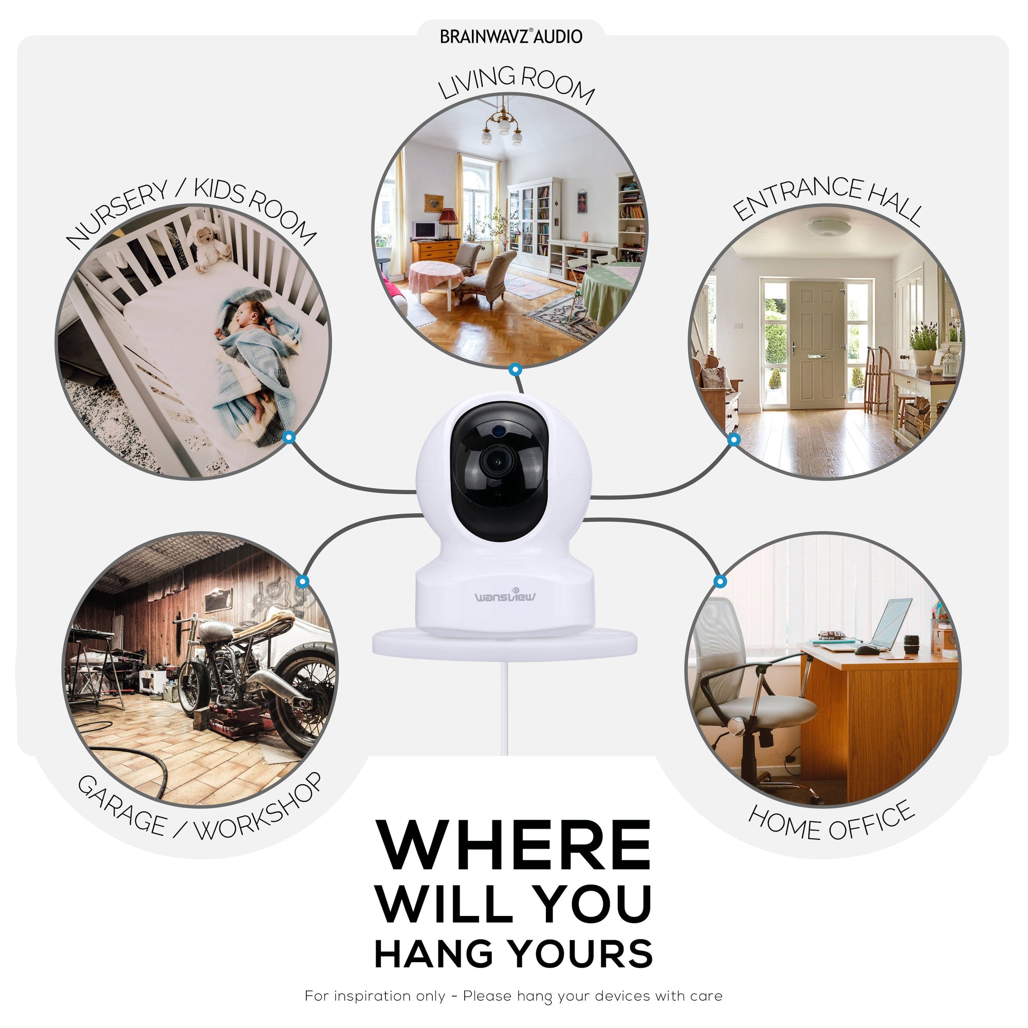 Adhesive Baby Monitor & Security Camera Wall Mount Holder Shelf for Eufy, Wyze, Nanit, Infant Optics, Blink, TP Link, Kasa, Ring & More, Easy To Install Security Bracket (W06)